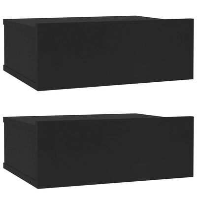 vidaXL Naktiniai staliukai, 2vnt., juodi, 40x30x15cm, apdirbta mediena