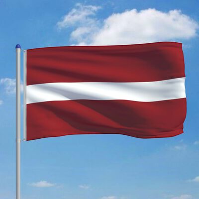 vidaXL Latvijos vėliava su stiebu, aliuminis, 6m