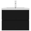 vidaXL Praustuvo spintelė su įmontuotu praustuvu, juodos spalvos, MDP
