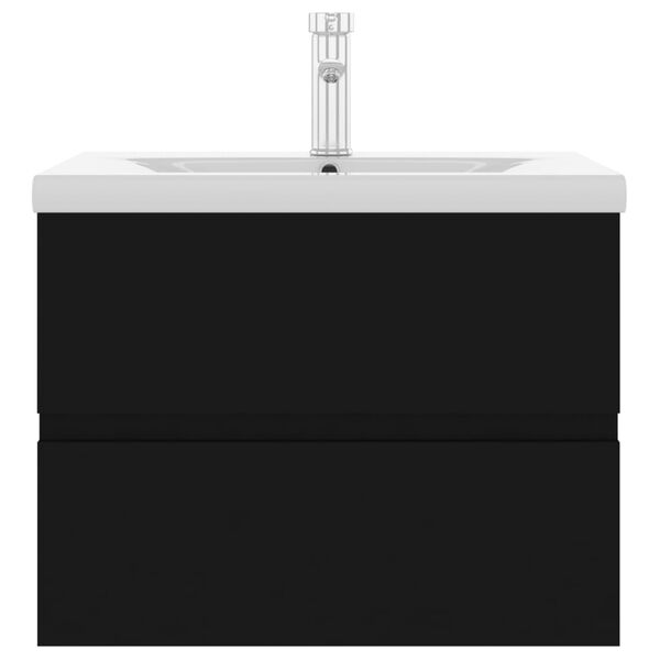 vidaXL Praustuvo spintelė su įmontuotu praustuvu, juodos spalvos, MDP