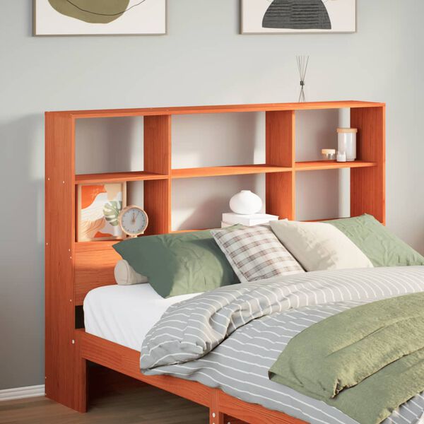 vidaXL Galvūgalis su daiktų laikymo vieta, rudas, 135cm, pu&scaron;is