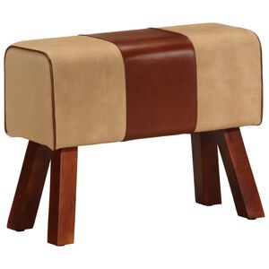 vidaXL Gimnastikos arklys, rudas, 58cm, tikra oda ir mango masyvas