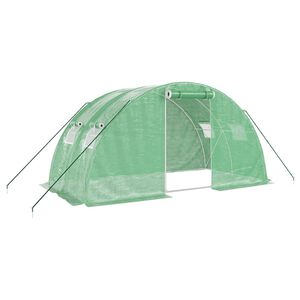vidaXL &Scaron;iltnamis su plieno rėmu, žalios spalvos, 4x2x2m, 8m&sup2;