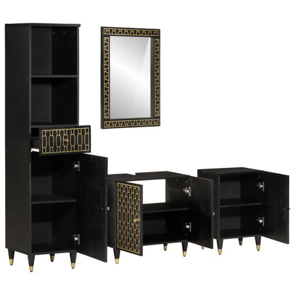 vidaXL Vonios kambario baldų komplektas, 4 dalių, mango masyvas