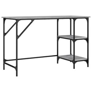 vidaXL Ra&scaron;omasis stalas, pilkas ąžuolo, 120x50x75cm, metalas/mediena