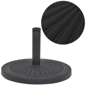 vidaXL Skėčio stovas i&scaron; dervos, apvalus, juodas, 14 kg