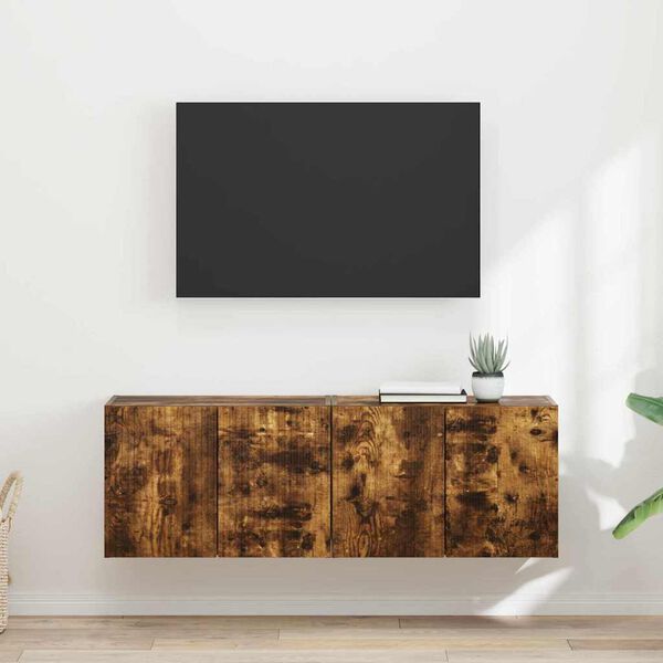 vidaXL TV sieninė spintelė 2 pcs Rūkyta ąžuolas 59,5 x 31 x 40 cm