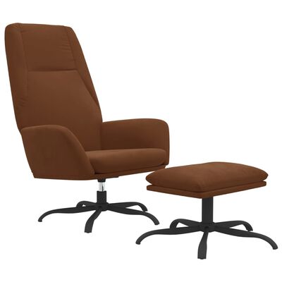 vidaXL Poilsio kėdė su taburete, rudos spalvos, mikropluošto audinys