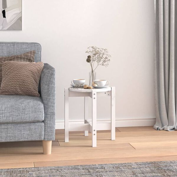 vidaXL Kavos staliukas, baltas, 42,5x45cm, pušies medienos masyvas