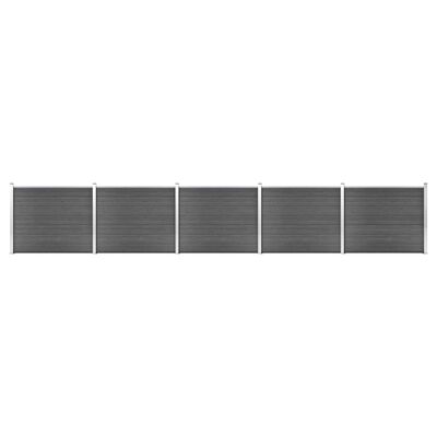 vidaXL Tvoros segmentų rinkinys, juodas, 872x146cm, WPC