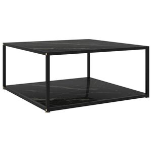 vidaXL Kavos staliukas, juodas, 80x80x35cm, grūdintas stiklas