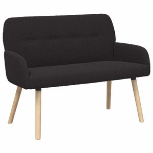vidaXL Dvivietė sofa su medžio masyvo kojelėmis Juoda Boucl&eacute;