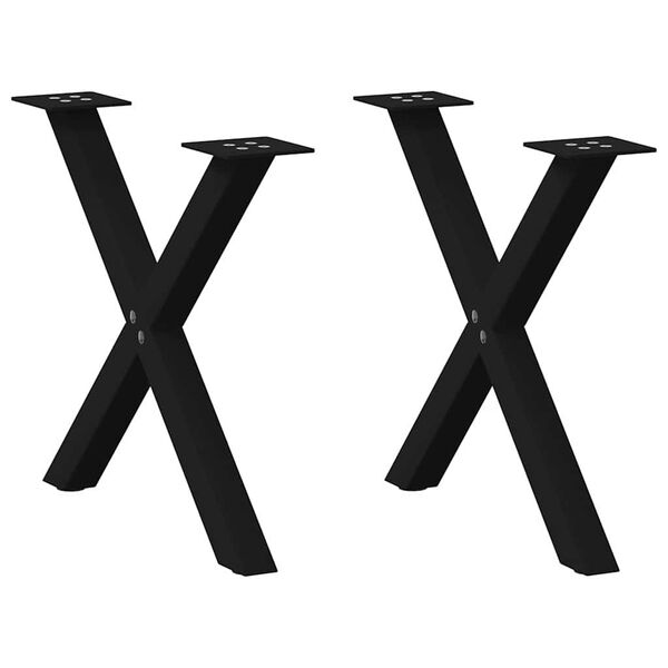 vidaXL Kavos staliuko kojelės, X formos, 2 vnt., juodos, 50x(42-43) cm, plienas
