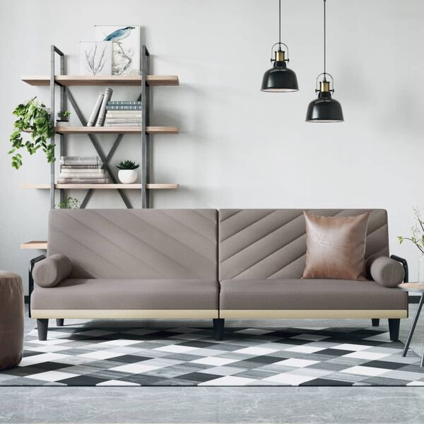 vidaXL Sofa-lova su porankiais, taupe spalvos, audinys