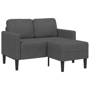 vidaXL Dvivietė sofa su &scaron;ezlongu, L formos, tamsiai pilka, 125 cm, linas