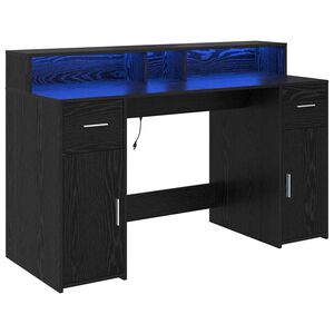 vidaXL Stalas juoda ąžuolo 140 x 55 x 91 cm Apdirbta mediena