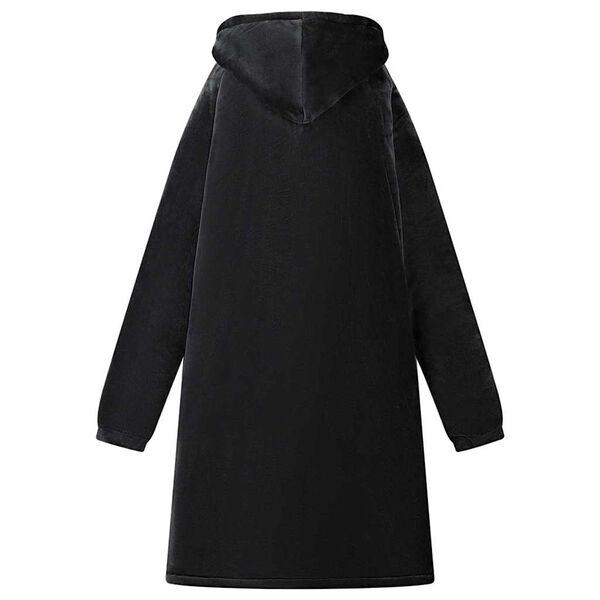 vidaXL Antklodė-džemperis su gobtuvu Juoda s Pūkelis ir flanelė