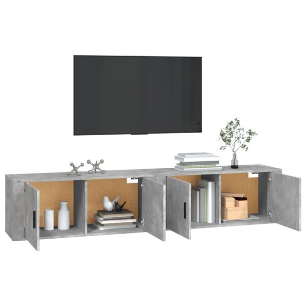 vidaXL Sieninės TV spintelės, 2vnt., betono pilkos, 100x34,5x40cm