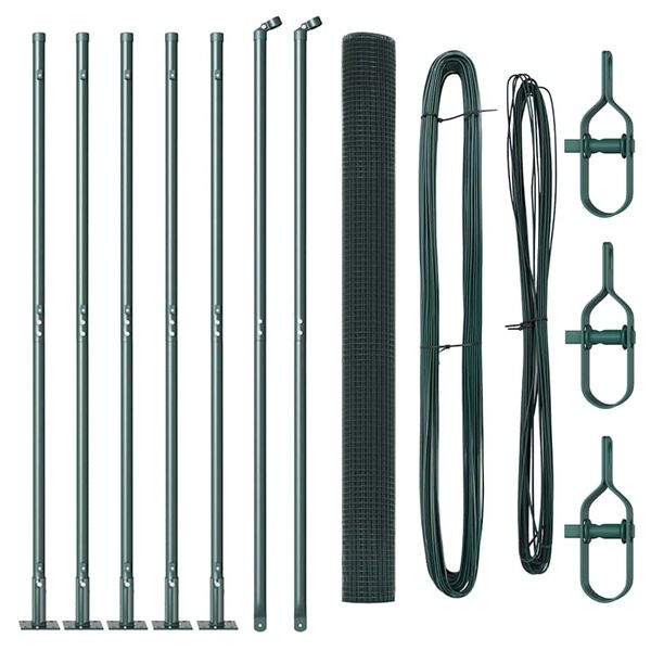 vidaXL Tvora su stulpais Žalia 1.5 x 10 m Plienas