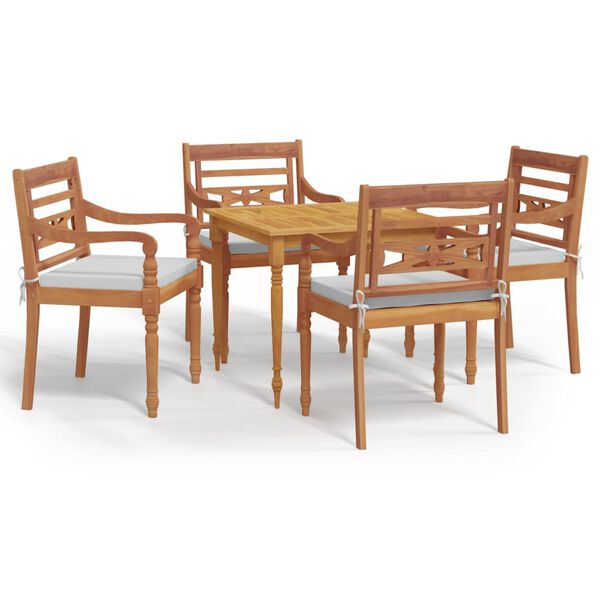 vidaXL Sodo komplektas su pagalvėlėmis, 5 dalių, tikmedžio masyvas