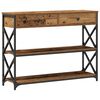 vidaXL Konsolės stalas su stalčių Sena mediena 100 x 28 x 75 cm