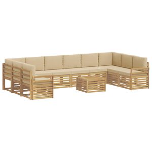 vidaXL Lauko sofos komplektas 11 vnt. Balta ir kreminė Poliesteris