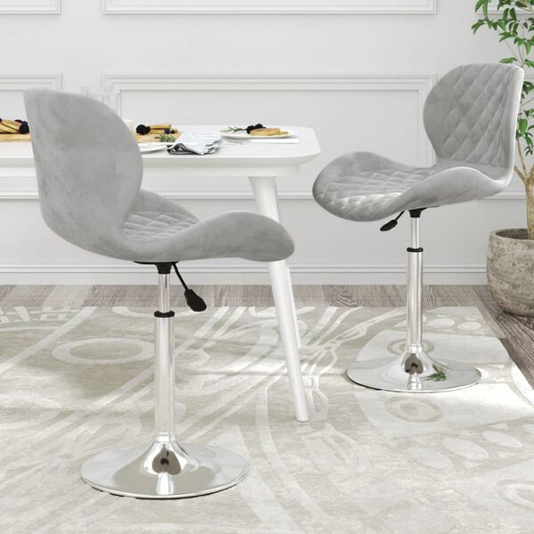 vidaXL Pasukamos valgomojo kėdės, 2vnt., &scaron;viesiai pilkos, aksomas