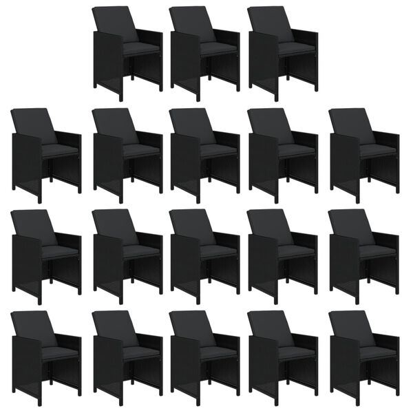 vidaXL Sodo komplektas su pagalvėlėmis, 19 dalių, juodas, poliratanas