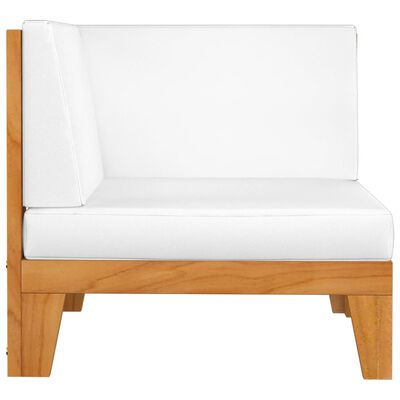 vidaXL Dvivietė sofa su kreminėmis pagalvėlėmis, akacijos masyvas