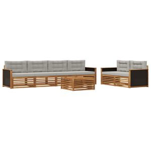 vidaXL Lauko sofos komplektas 7 pcs Natūrali ir &scaron;viesiai pilka