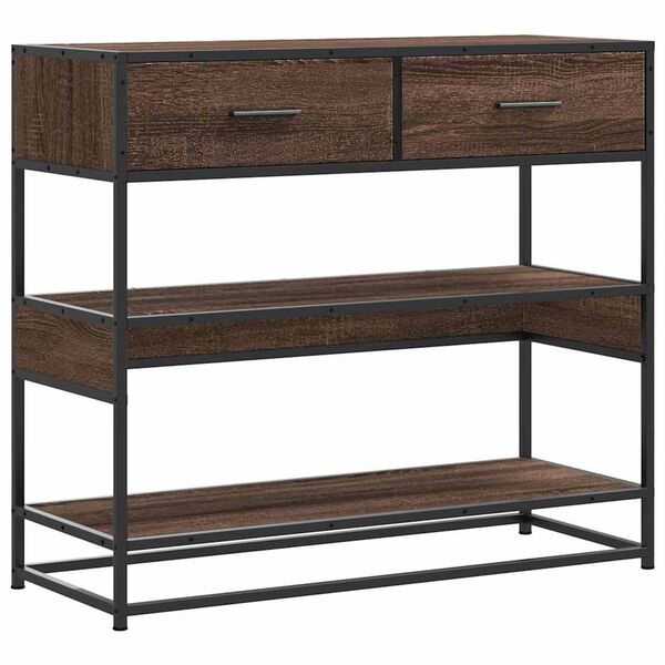 vidaXL Konsolinis staliukas, rudas ąžuolo, 90x35x80cm, mediena