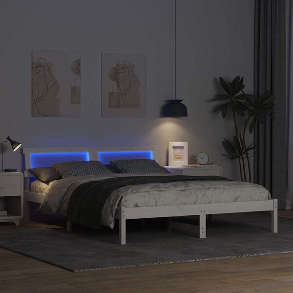 vidaXL Lovos rėmas Balta 160 x 200 cm Kietos pu&scaron;ies mediena