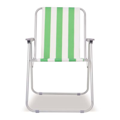 vidaXL Sulankstomos stovyklavimo kėdės, 2vnt, žalia ir balta, plienas