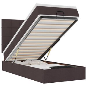 vidaXL Osmanų lova su čiužiniu, rudas, 100x200cm, audinys