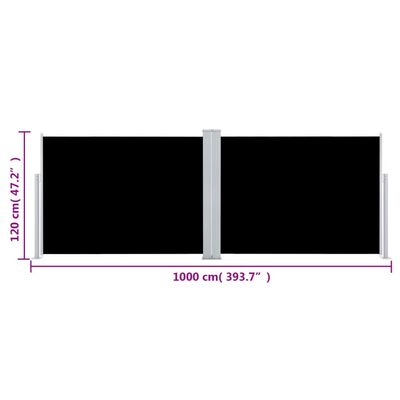 vidaXL Ištraukiama šoninė pertvara, juodos spalvos, 120x1000cm
