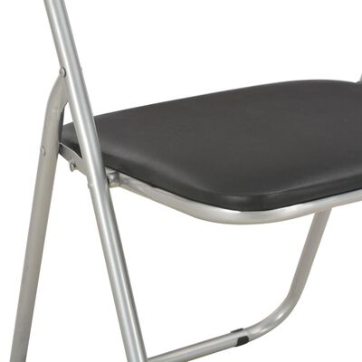 vidaXL Sulankstomos valgomojo kėdės, 4vnt., juodos sp., dirbtinė oda
