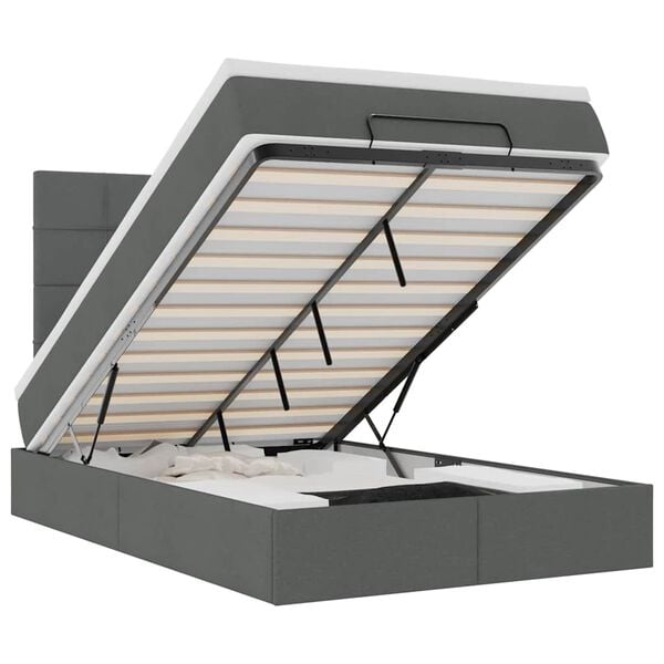 vidaXL Osmanų lova su čiužiniu, pilkas, 120x190cm, audinys