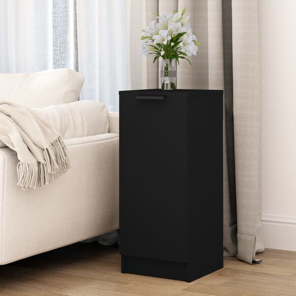 vidaXL &Scaron;oninė spintelė, juodos spalvos, 30x30x70cm, apdirbta mediena
