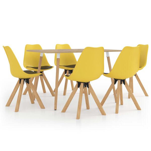 vidaXL Valgomojo baldų komplektas, 7 dalių, geltonos ir juodos spalvos