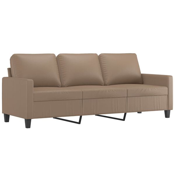 vidaXL Trivietė sofa, kapučino spalvos, 180cm, dirbtinė oda