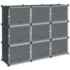 vidaXL Storage Cube Organizer su 9 kubeliais ir durelėmis juodas PP