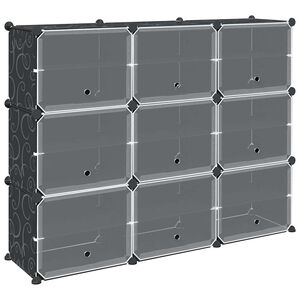vidaXL Storage Cube Organizer su 9 kubeliais ir durelėmis juodas PP