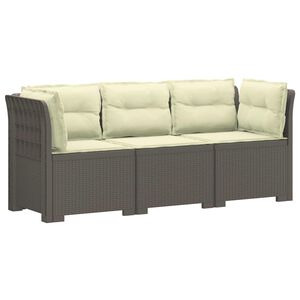 vidaXL 3-vietė sodo sofa su pagalvėlėmis, Rattan i&scaron;vaizda PP