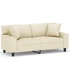 vidaXL Dvivietė sofa su pagalvėlėmis, kreminė, 140cm, dirbtinė oda