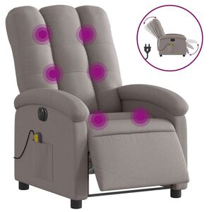 vidaXL Elektrinis atlo&scaron;iamas masažinis krėslas, taupe, audinys