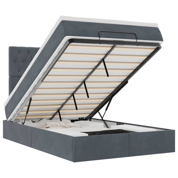 vidaXL Osmanų lovos rėmas su čiužiniais, pilkas, 120x200cm, aksomas