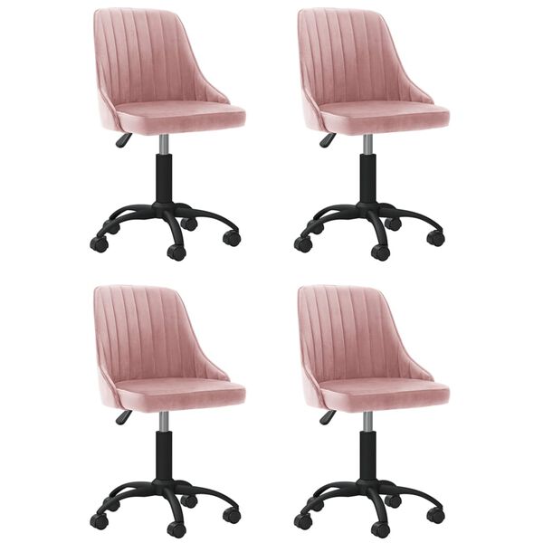 vidaXL Pasukamos valgomojo kėdės, 4vnt., rožinės spalvos, aksomas