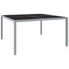vidaXL Sodo stalas, pilkos spalvos, 130x130x72cm, plienas ir stiklas