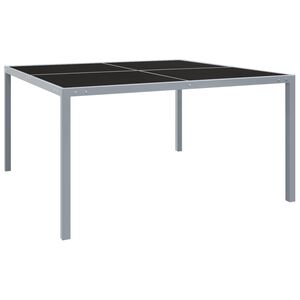 vidaXL Sodo stalas, pilkos spalvos, 130x130x72cm, plienas ir stiklas