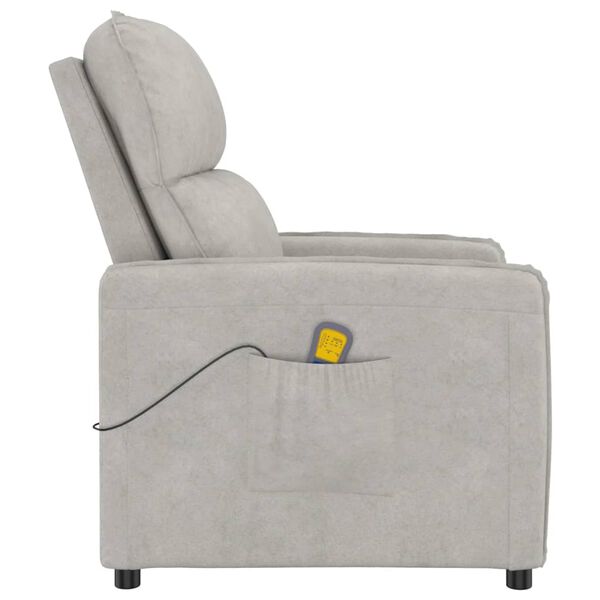vidaXL Masažinis krėslas, šviesiai pilkas, mikropluošto audinys